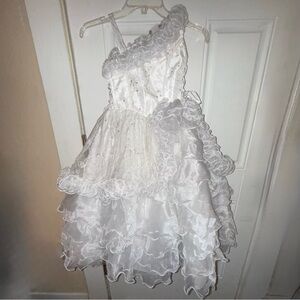 Tip Top Kids White Ruffled Formal Bridal Dress